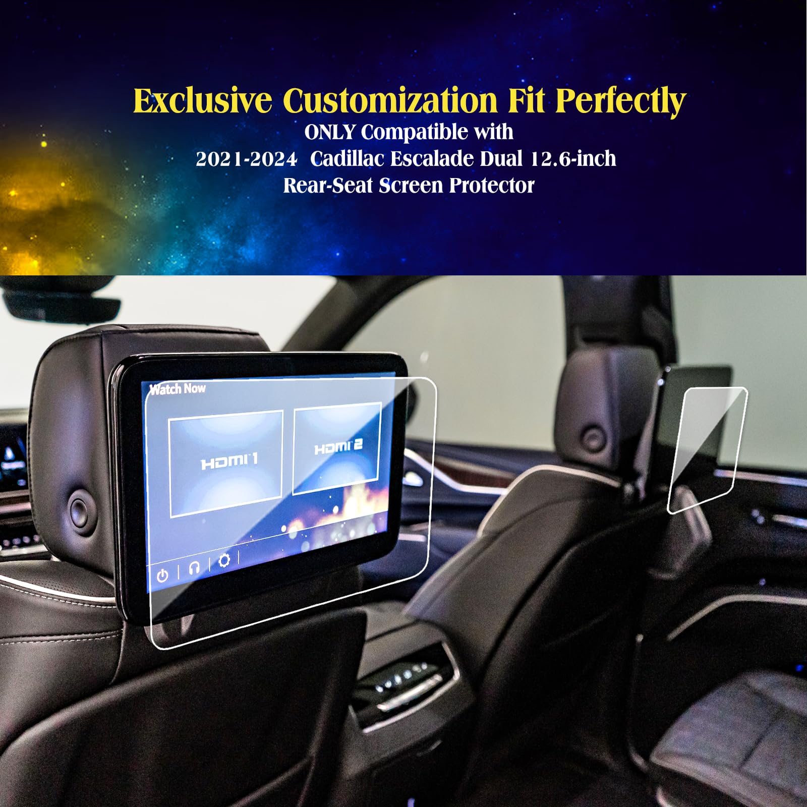 Eueky 2023 2024 Cadillac Escalade Dual 12.6 Inch Rear Seat Media Soft Screen Protector 2021 2024 Cadillac Tv Screen Protector Es